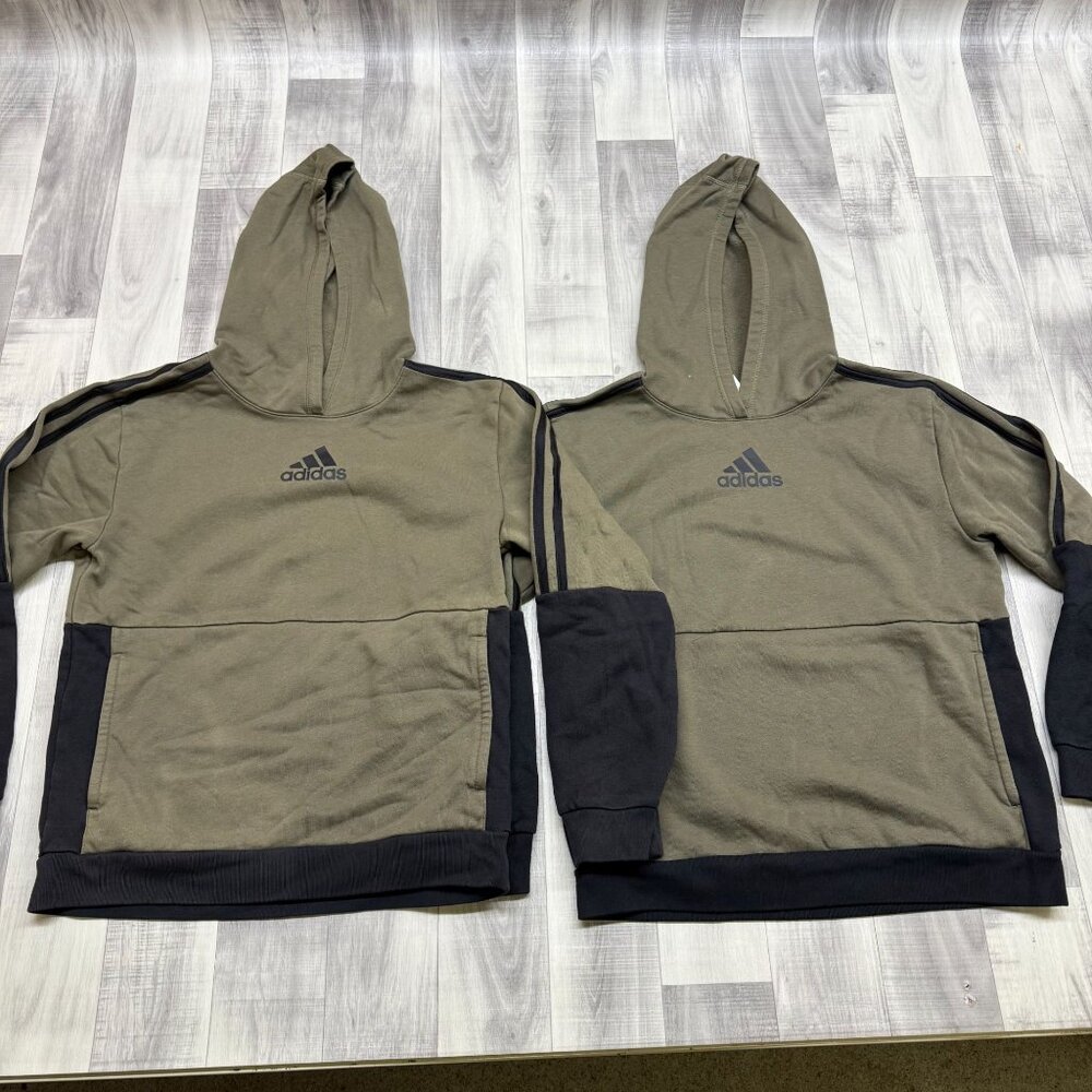 ✅Lot of 2 - Boys Youth L 14-16 Adidas Pullover Graphic Hoodie Sweatshirts *STAIN